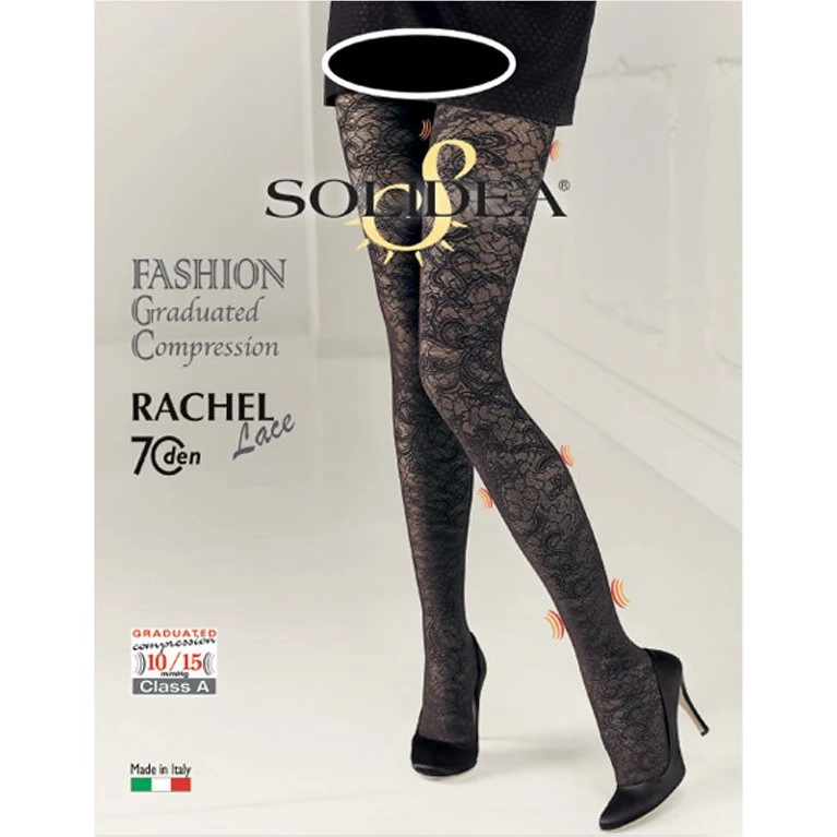 Solidea Rachel Lace 70 Denier Kompressionsstrømpebukser 10-15 mmHg 4XL Antracit