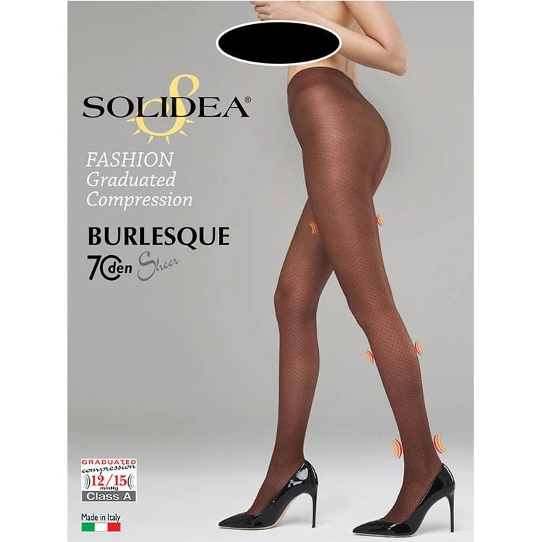 Solidea Burlesque 70Den Kompressionsstrømpe 12-15mmHg Sort 4XL