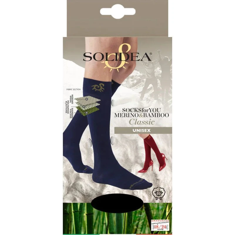 Solidea Merino Bambus Classic Kompressionsstrømper 18-24 mmHg Bordeaux