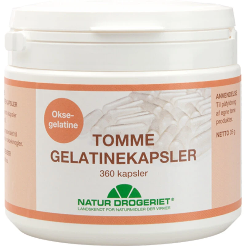 Natur Drogeriet Tomme Gelatinekapsler 360 stk (størrelse 0)
