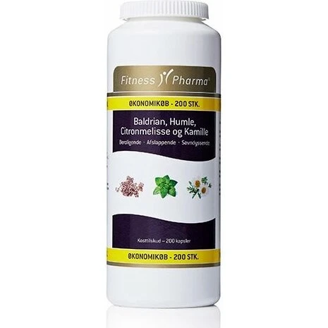 Fitness Pharma Baldrian, Humle, Citronmelisse & Kamille 200 kaps.