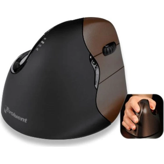 Evoluent Vertical 4 Wireless Mus - Small, Sort/Brun