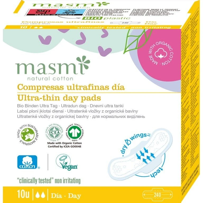 Masmi Økologiske Bind Ultra Dag & Nat med vinger, 10 stk.