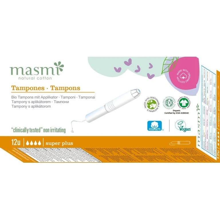 Masmi Økologiske Tamponer Super Plus med Applikator (12 stk.)