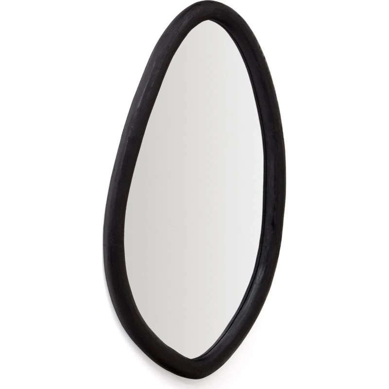Kave Home Magrit vægspejl i sort mungurtræ, oval (110x60 cm)