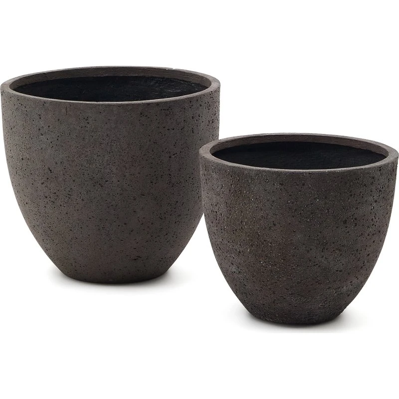 Kave Home Serili Plantepotte-sæt, 2 stk., antracit, Ø42/Ø50 cm