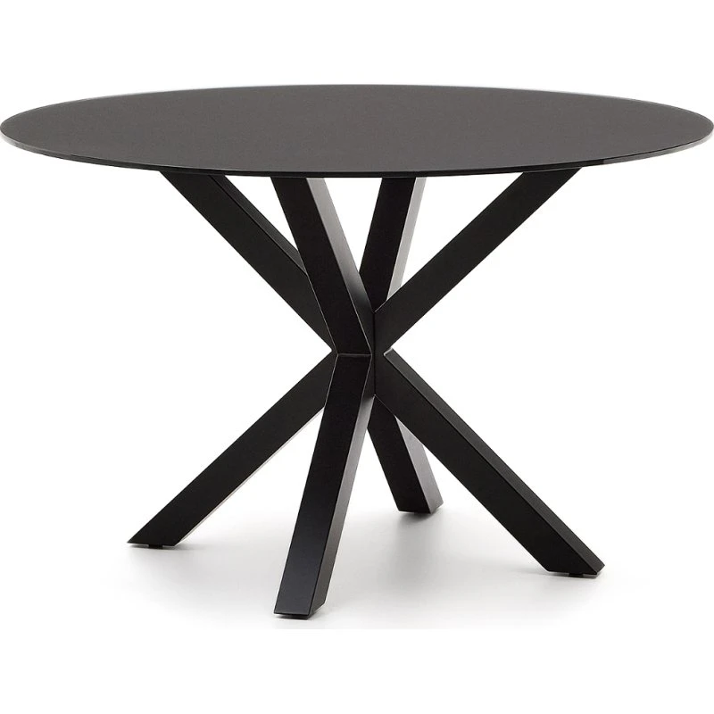 Kave Home Arya Rundt Spisebord, Sort Glas & Stål, Ø120 cm