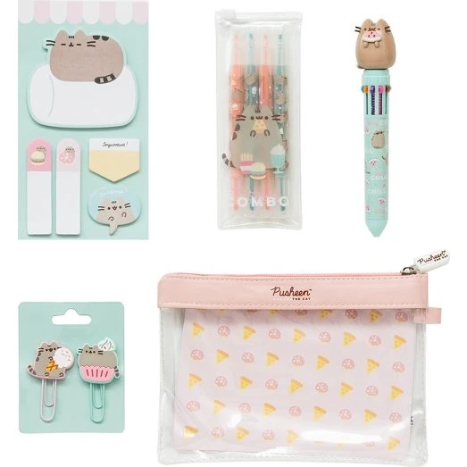 Pusheen Foodie Writing Set - 13 dele i lyseblå og pink