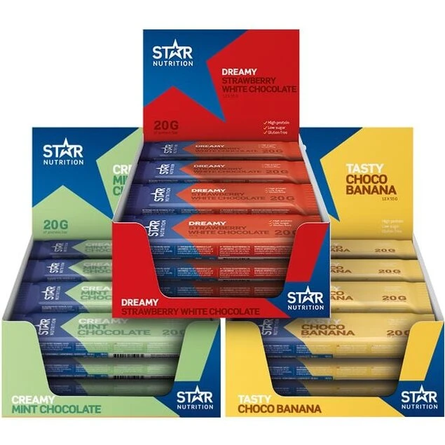 Star Nutrition Proteinbar 55 g (36 stk) Jordbær & Hvid chokolade