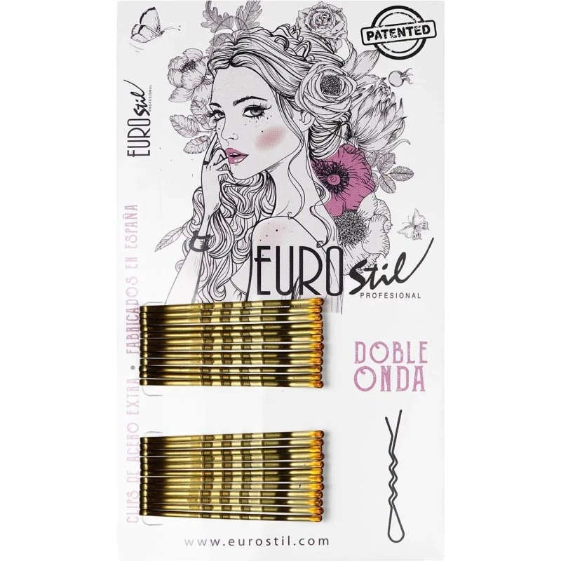 Eurostil Hair Box Clip Double Wave Bronze, 24 stk.