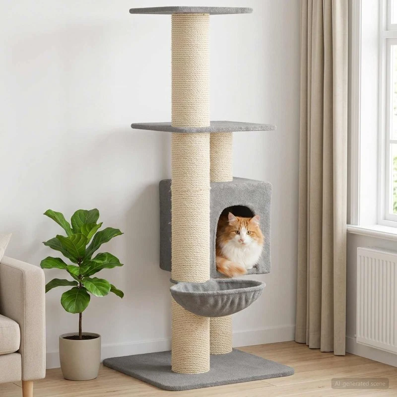 vidaXL Kattetræ med sisal klatreposter, lysegrå, 137 cm