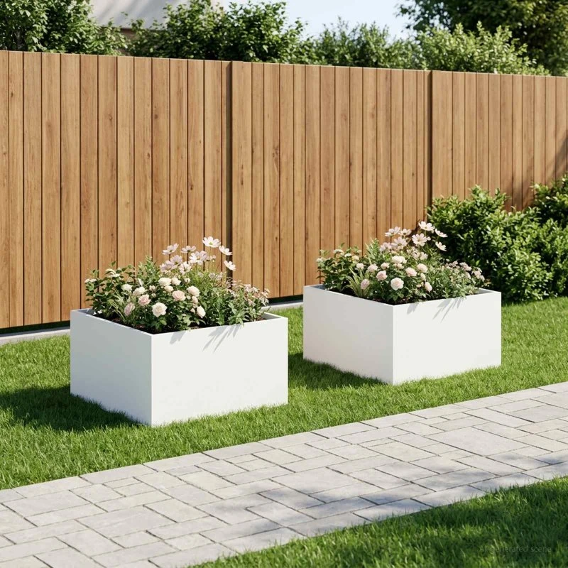 vidaXL Have Blomsterkrukke 2 stk. Hvid 100 x 100 x 40 cm