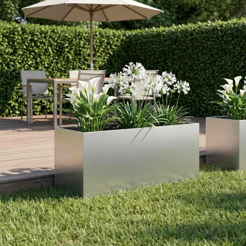 vidaXL Have Blomsterkrukke Sølv 80x40x40 cm Galvaniseret stål