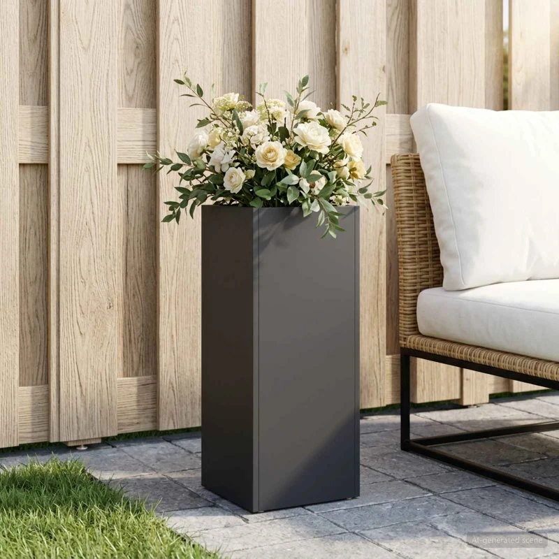 vidaXL Have Blomsterkrukke Sort 20x20x40 cm i Koldvalset Stål