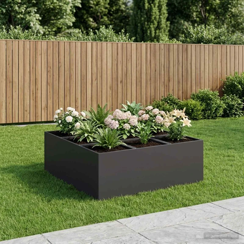 vidaXL Have Blomsterkrukke Sort 100 x 100 x 30 cm i koldvalset stål