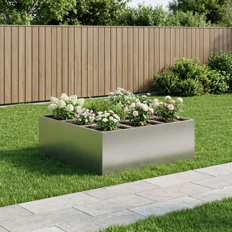 vidaXL Have Blomsterkrukke Sølv 100 x 100 x 50 cm Rustfrit stål
