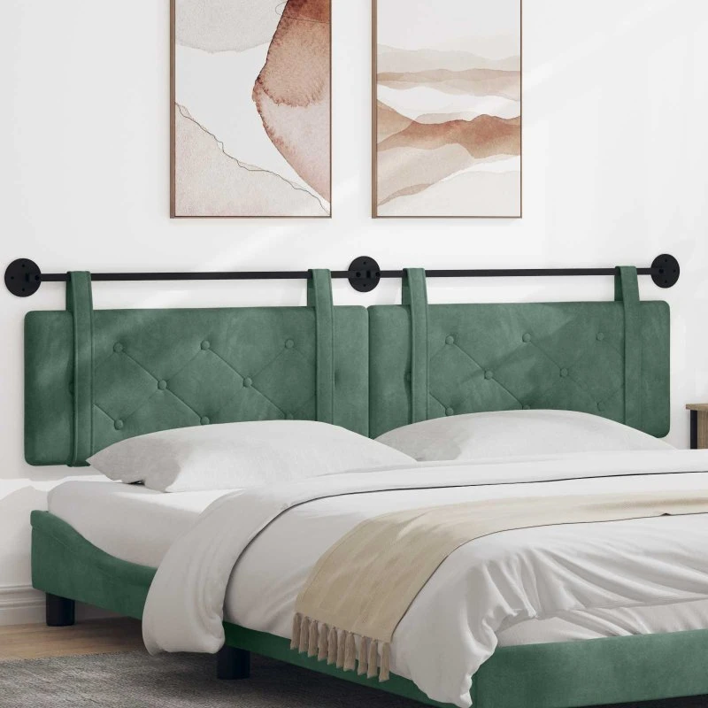 vidaXL Hængende sengegavl Havgrøn Fløjl 210 × 55 cm