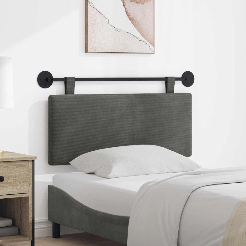 vidaXL Hængende sengegavl i velour, mørkegrå, 110 × 55 cm