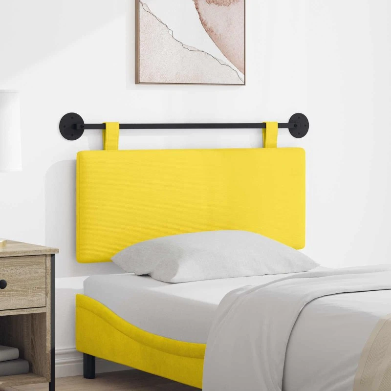 vidaXL Hængende sengegavl i velour, 110 x 55 cm, gul
