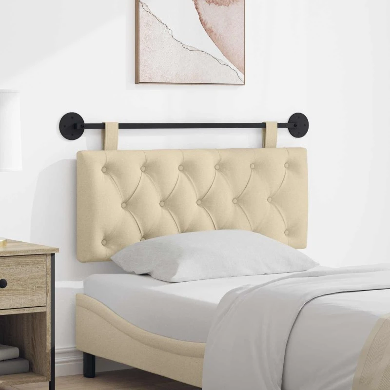 vidaXL Hængende sengegavl i cremefarvet stof, 110 × 55 cm