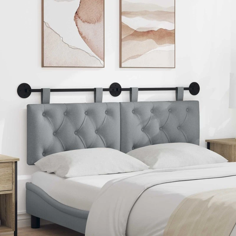 vidaXL Hængende sengegavl i lysegrå stof, 150 × 55 cm
