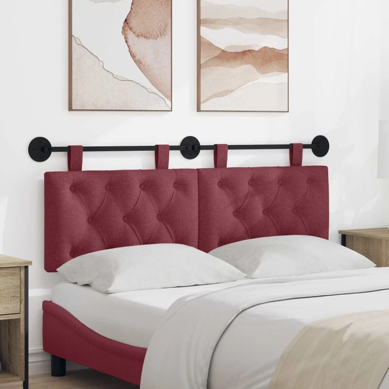 vidaXL Hængende sengegavl Vinrød Stof 150 x 55 cm