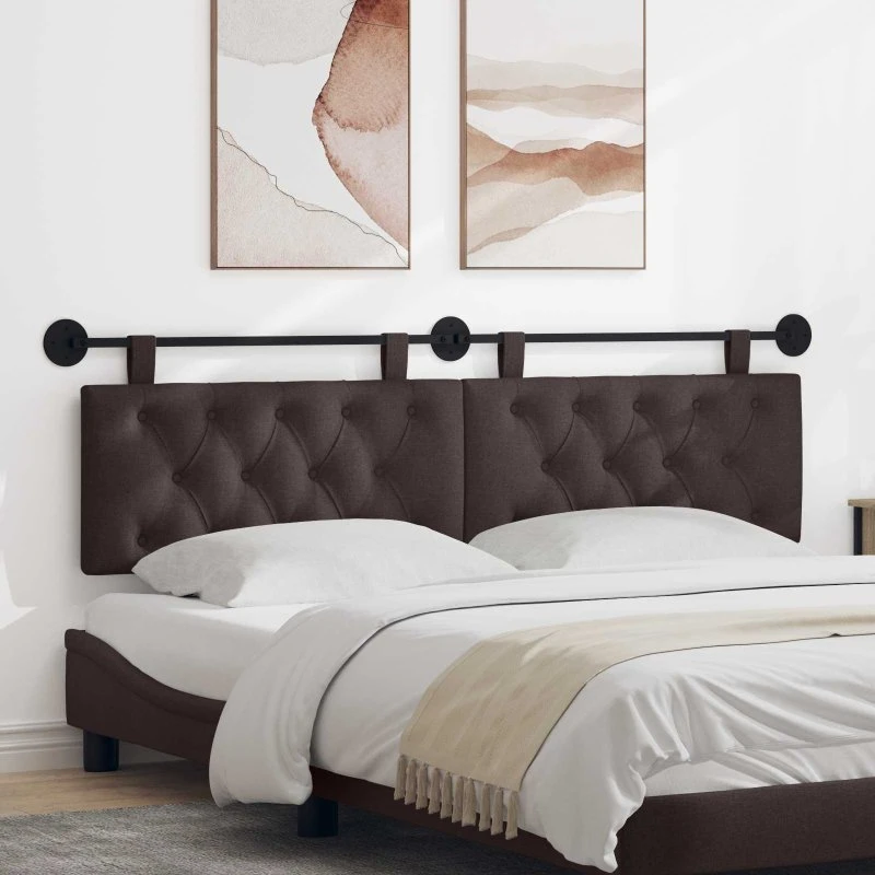 vidaXL Hængende sengegavl Mørk Brun Stof, 170 × 55 cm