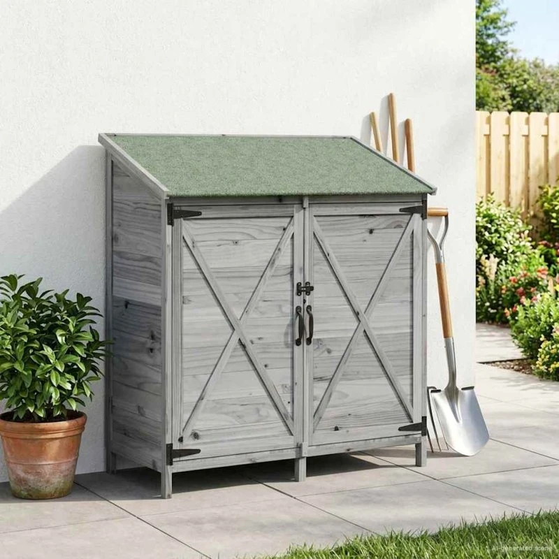 vidaXL Haveskur Grå 106 x 56 x 113,5 cm i Massivt Fyrretræ