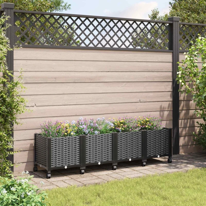 vidaXL Havekrukke med hjul, Sort, 160 x 40 x 44 cm