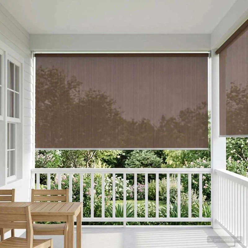vidaXL Udendørs rulleskærm 180 x 140 cm Gråbrun 90% UV-blok