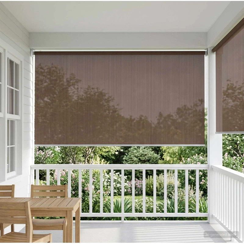 vidaXL Udendørs rulleskærm 140 x 230 cm Gråbrun 90% UV-blok HDPE