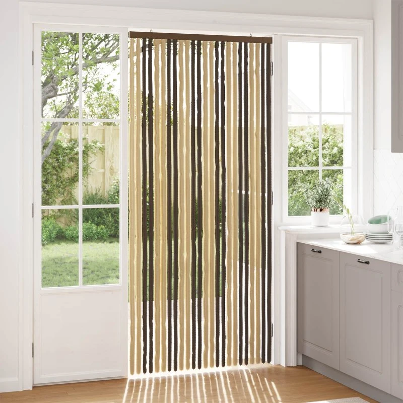 vidaXL Insektgardin i Chenille, Mørkebrun/Beige, 100 x 220 cm