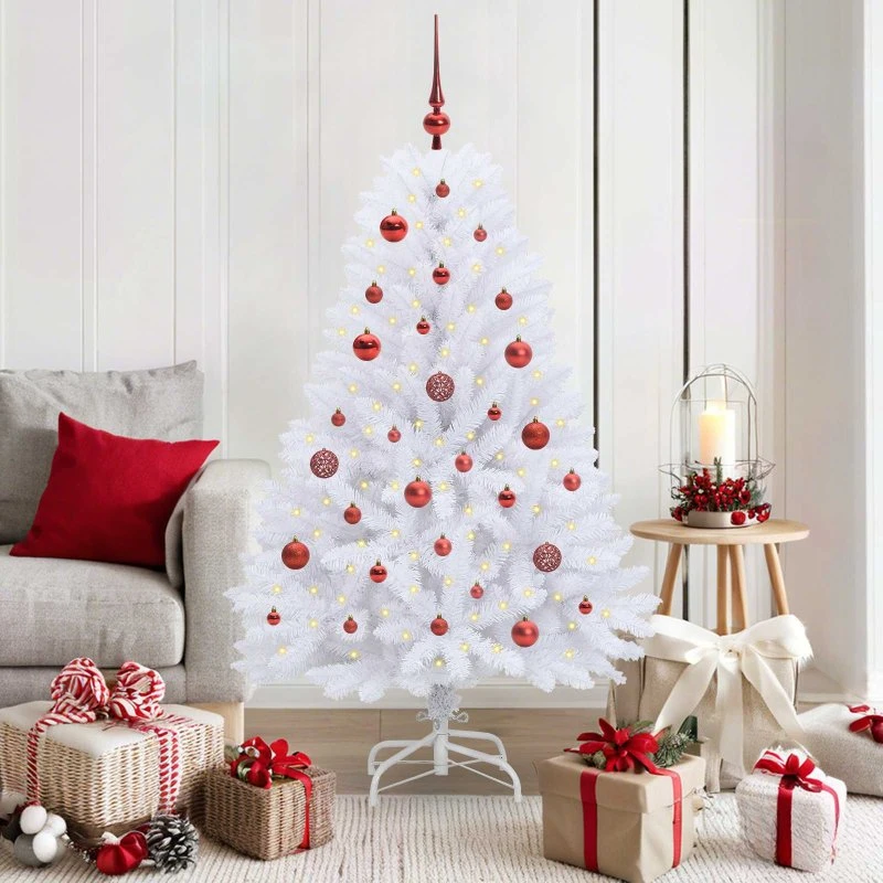 vidaXL Hvidt Kunstigt Juletræ med LED-lys, 150 cm