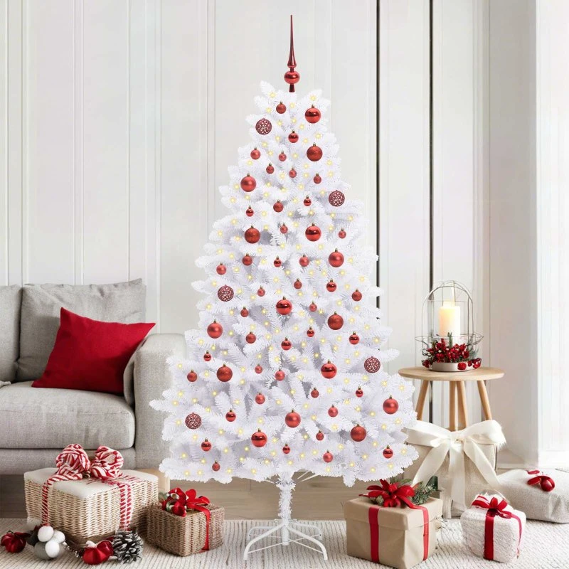vidaXL Kunstigt Juletræ Hvid 180 cm med 300 LED-lys
