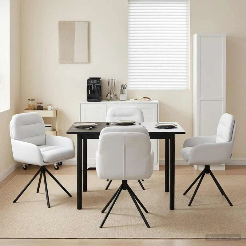 vidaXL Svingende Spisestole 4 stk. Kunstlæder Hvid 59 x 90 cm