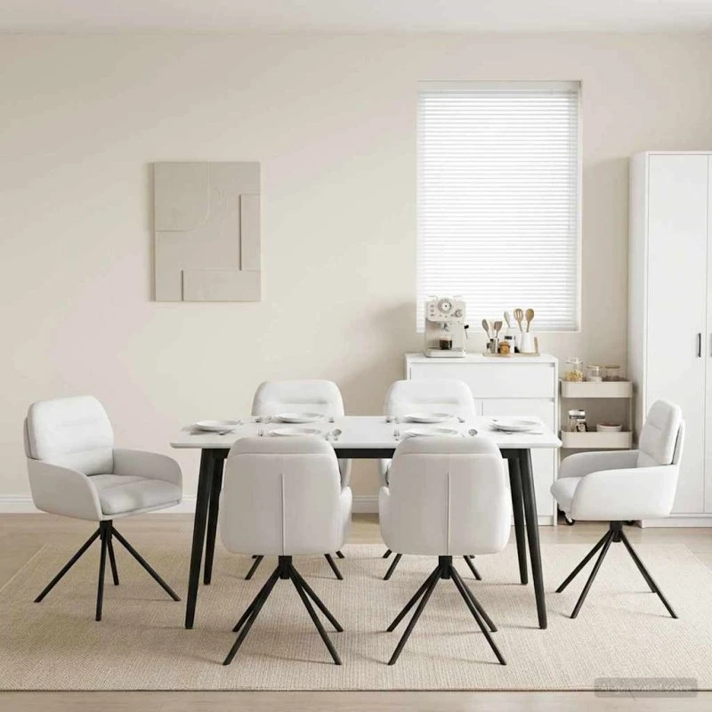 vidaXL Svingende Spisestole 6 stk. Kunstlæder Hvid