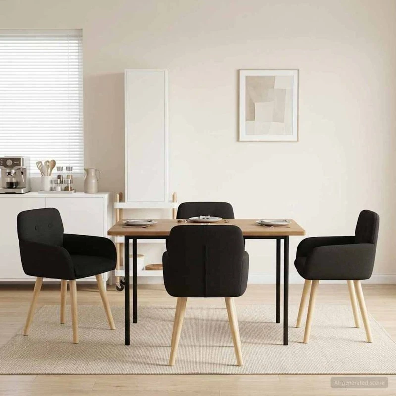 vidaXL Spisestole 4 stk. Bouclé Sort 59 x 57 x 85 cm