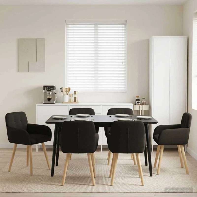 vidaXL Spisestole 6 stk. Bouclé Sort 59 x 57 x 85 cm