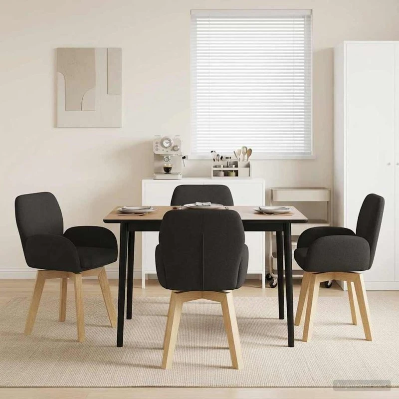 vidaXL Svingende Spisestole 4 stk. Bouclé Sort 54 x 58 x 87 cm