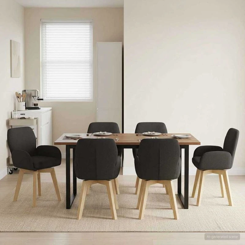 vidaXL Svingende Spisestole 6 stk. Bouclé Sort