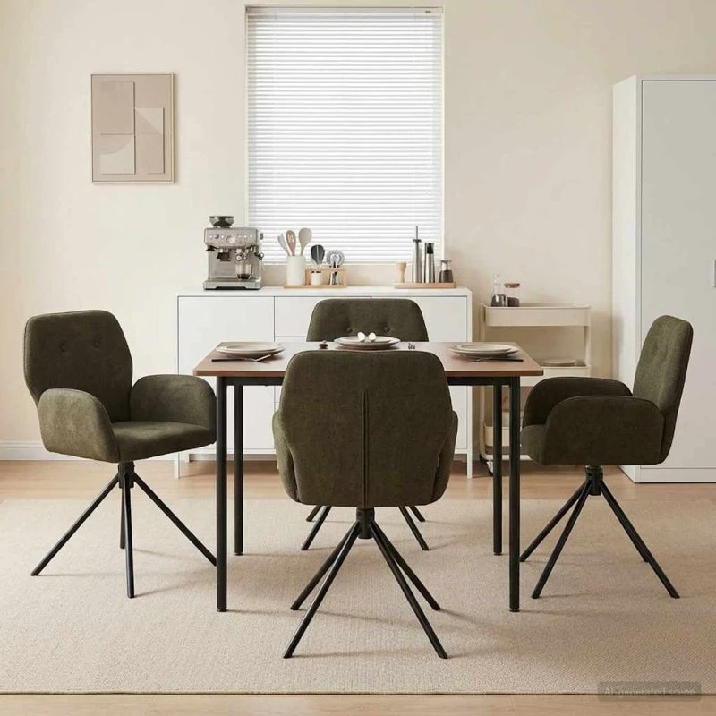 vidaXL Svingende Spisestole 4 stk. Faux Suede Læder, Army Grøn