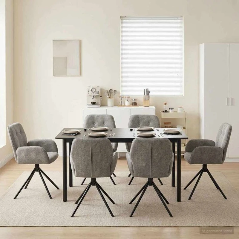 vidaXL Svingende Spisestole 6 stk. Faux Suede Læder Lysegrå