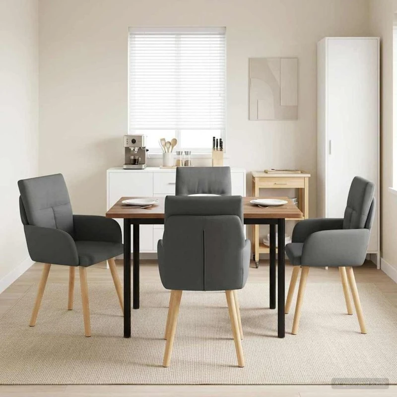 vidaXL Spisestole 4 stk. Mørkegrå Stof med Armlæn 60x56x96 cm
