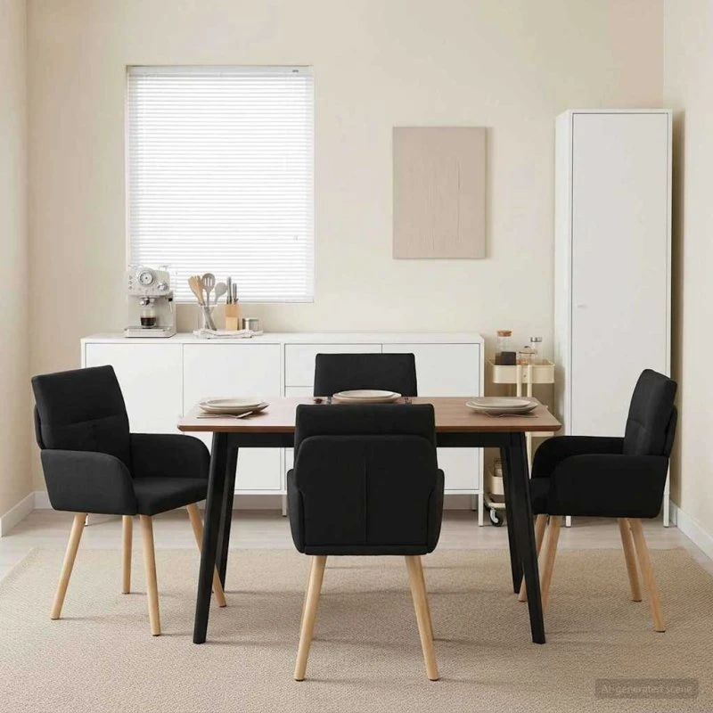 vidaXL Spisestole 4 stk. Sort Stof 60 x 56 x 96 cm