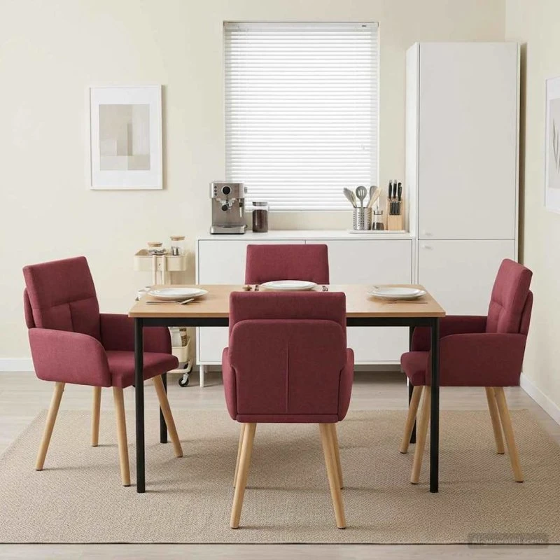 vidaXL Spisestole 4 stk. Vinrød Stof 60 x 56 x 96 cm