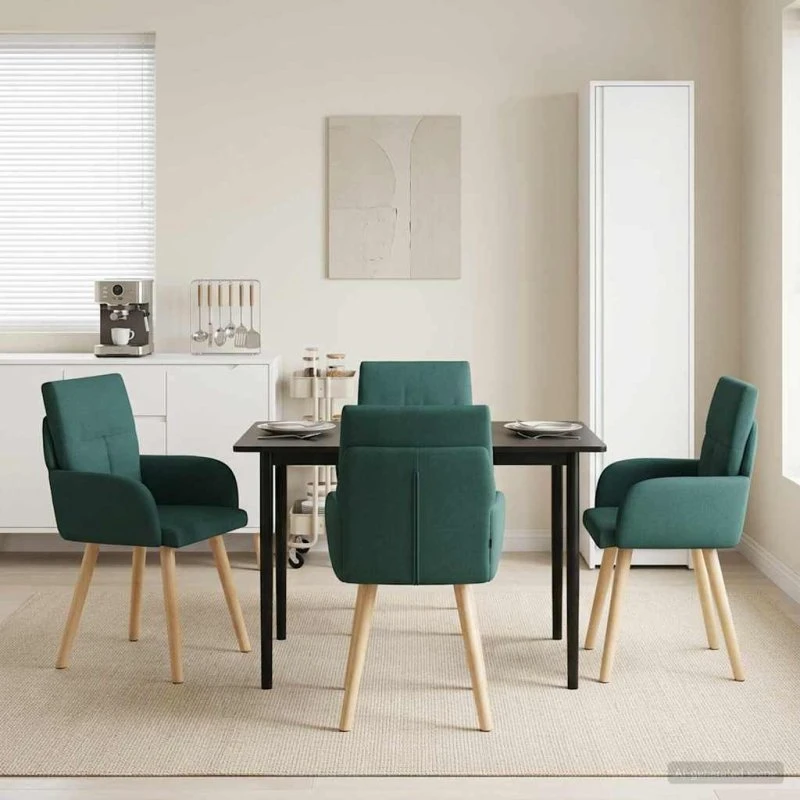 vidaXL Spisestole 4 stk. Mørkegrøn Stof 60 x 56 x 96 cm