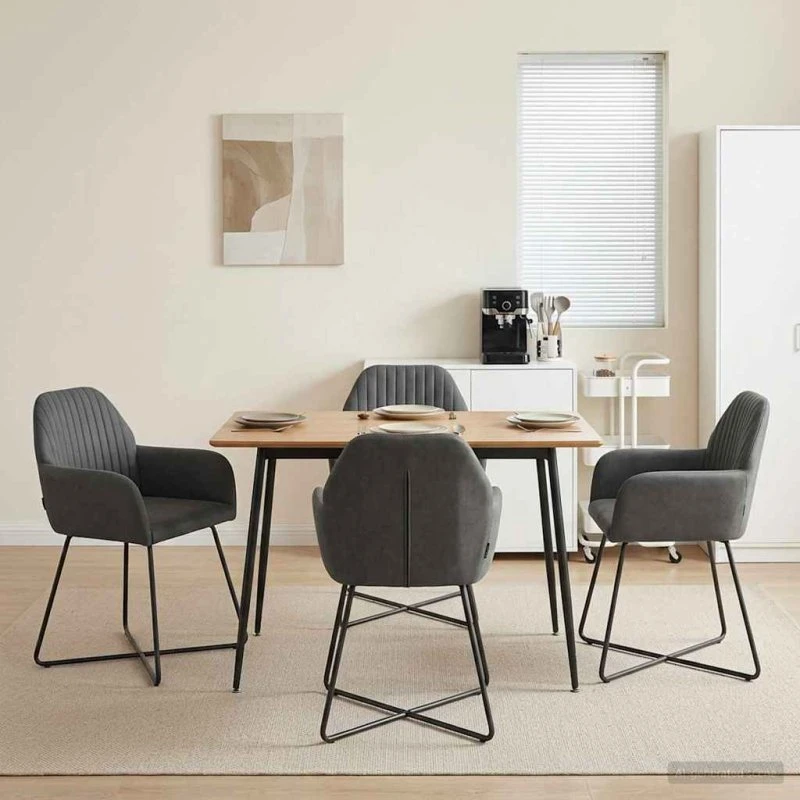 vidaXL Spisestole 4 stk. Fløjl Mørkegrå 55 x 50 x 84 cm