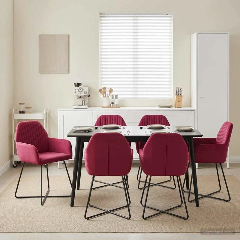 vidaXL Spisestole 4 stk. Fløjl Vinrød 55 x 50 x 84 cm