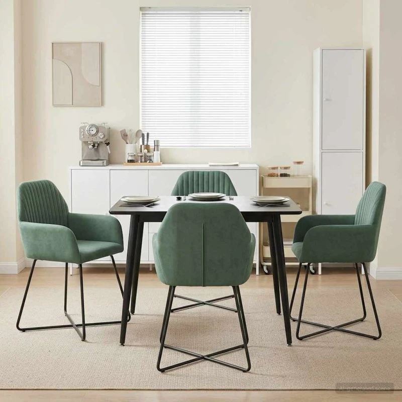 vidaXL Spisestole 4 stk. Fløjl Havgrøn 55 x 50 x 84 cm