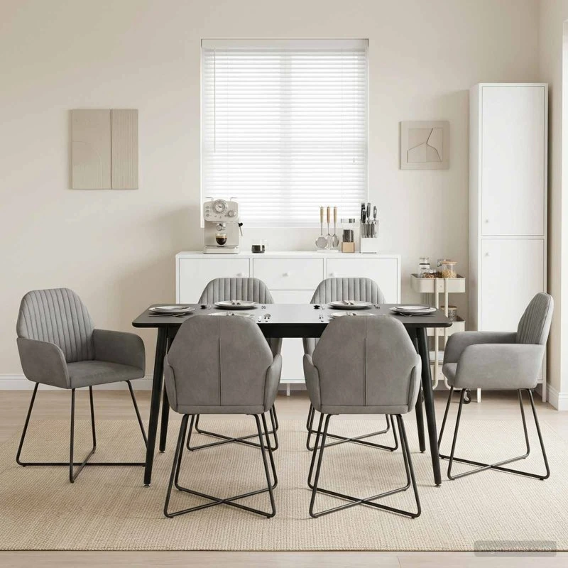 vidaXL Spisestole 6 stk. Fløjl Lysegrå 55 x 50 x 84 cm